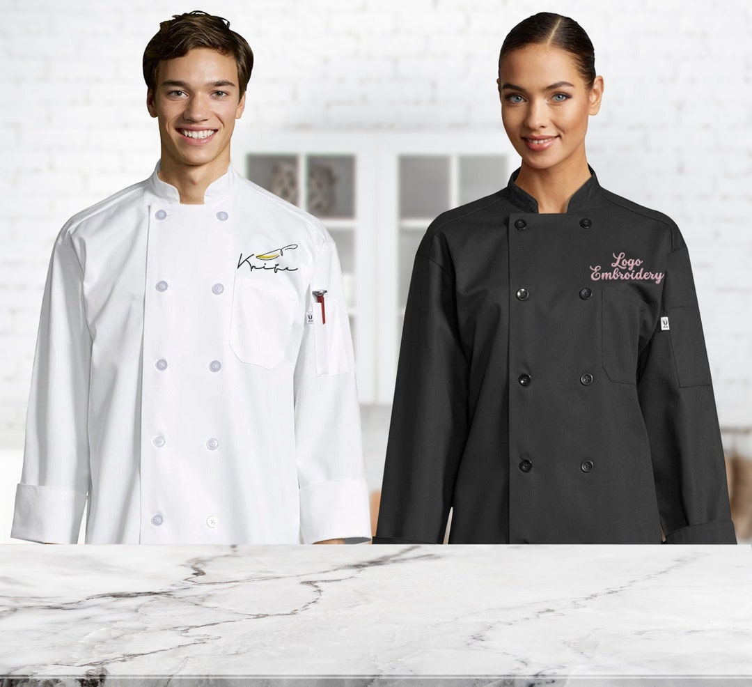 Custom Long Sleeve Chef Coat, Custom Logo Embroidered Chef Coat, Custom