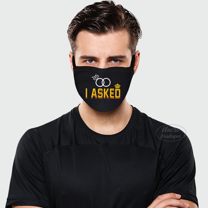 Matching Couple Face Mask I Asked I Said Yes Engagement Etsy