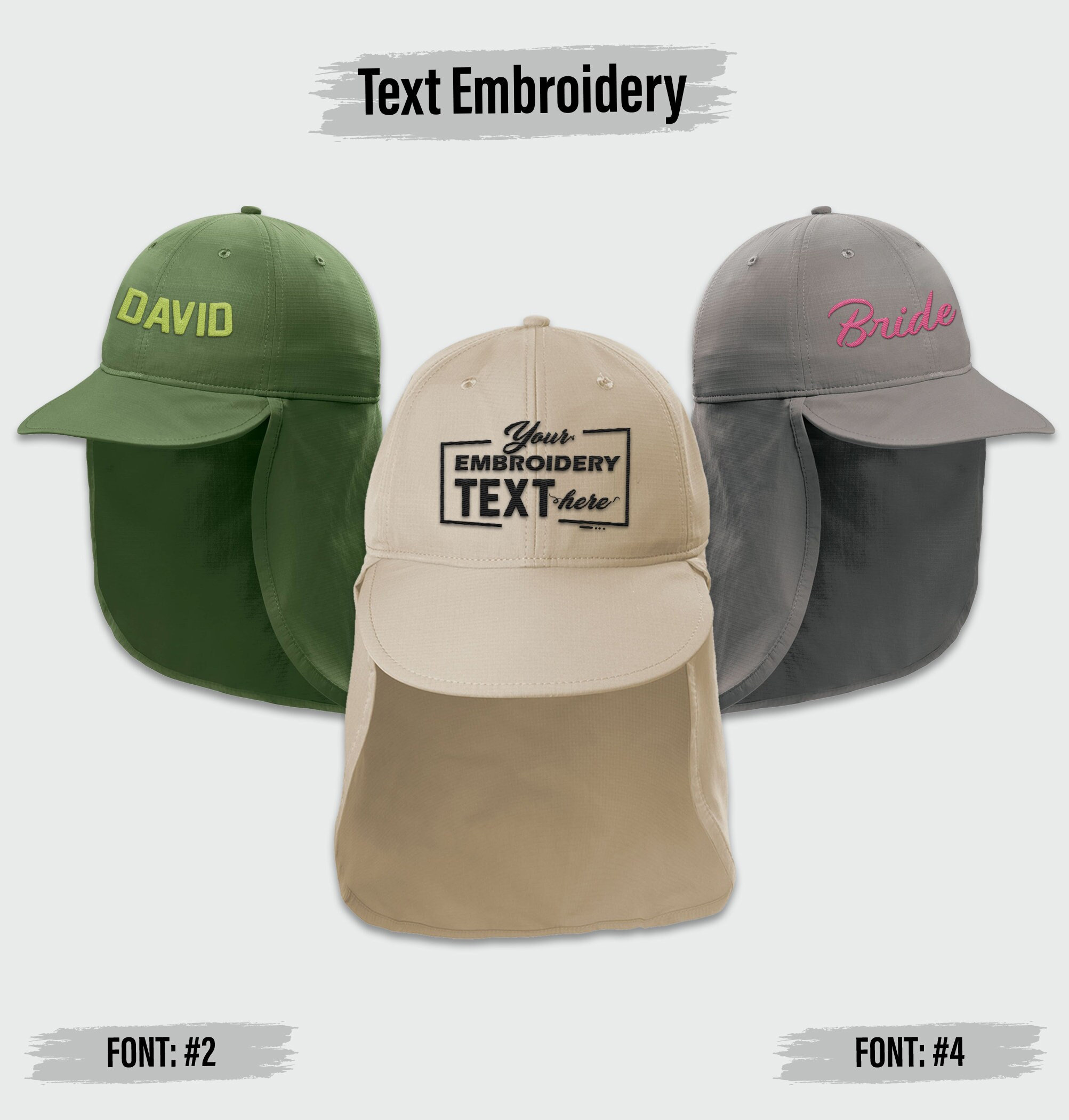 Custom Text Sun Shade Cap, Custom Design Embroidered Cap