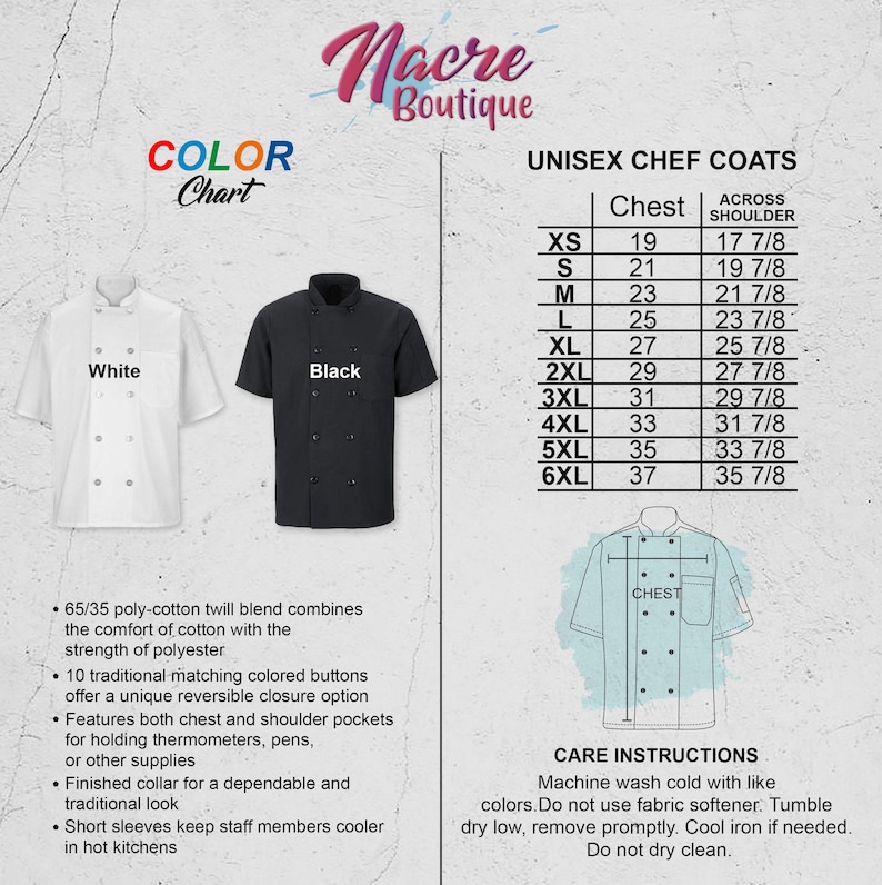 Custom Embroidered Chef Coat, Monogrammed Chef Coat, Custom Embroidery Chef Coat, Personalized Chef Coat, Custom Chef Jacket image 4