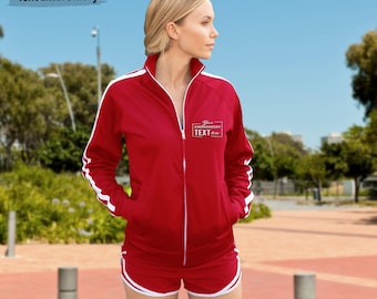 Custom Embroidered Full Zip Track Jacket, Custom Poly Tech Lightweight Jacket, Monogrammed Training Jacket, Add Your Text Jacket EXP70PTZ