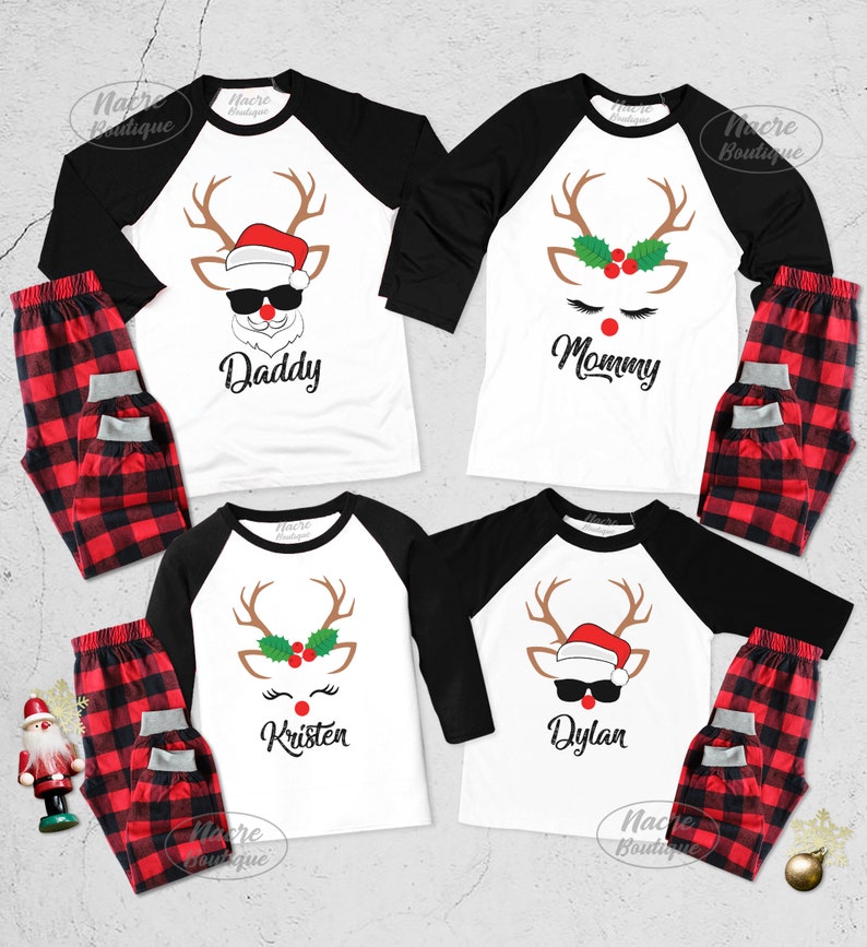 Custom Christmas Reindeer Raglan, Matching Family Christmas Raglan, Rudolph Raglan Shirt, Custom Matching Reindeer Family Baseball Shirt image 3