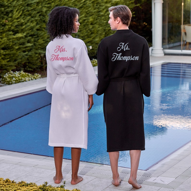 Mr and Mrs Robes Couple Matching Waffle Robes Custom Waffle Etsy