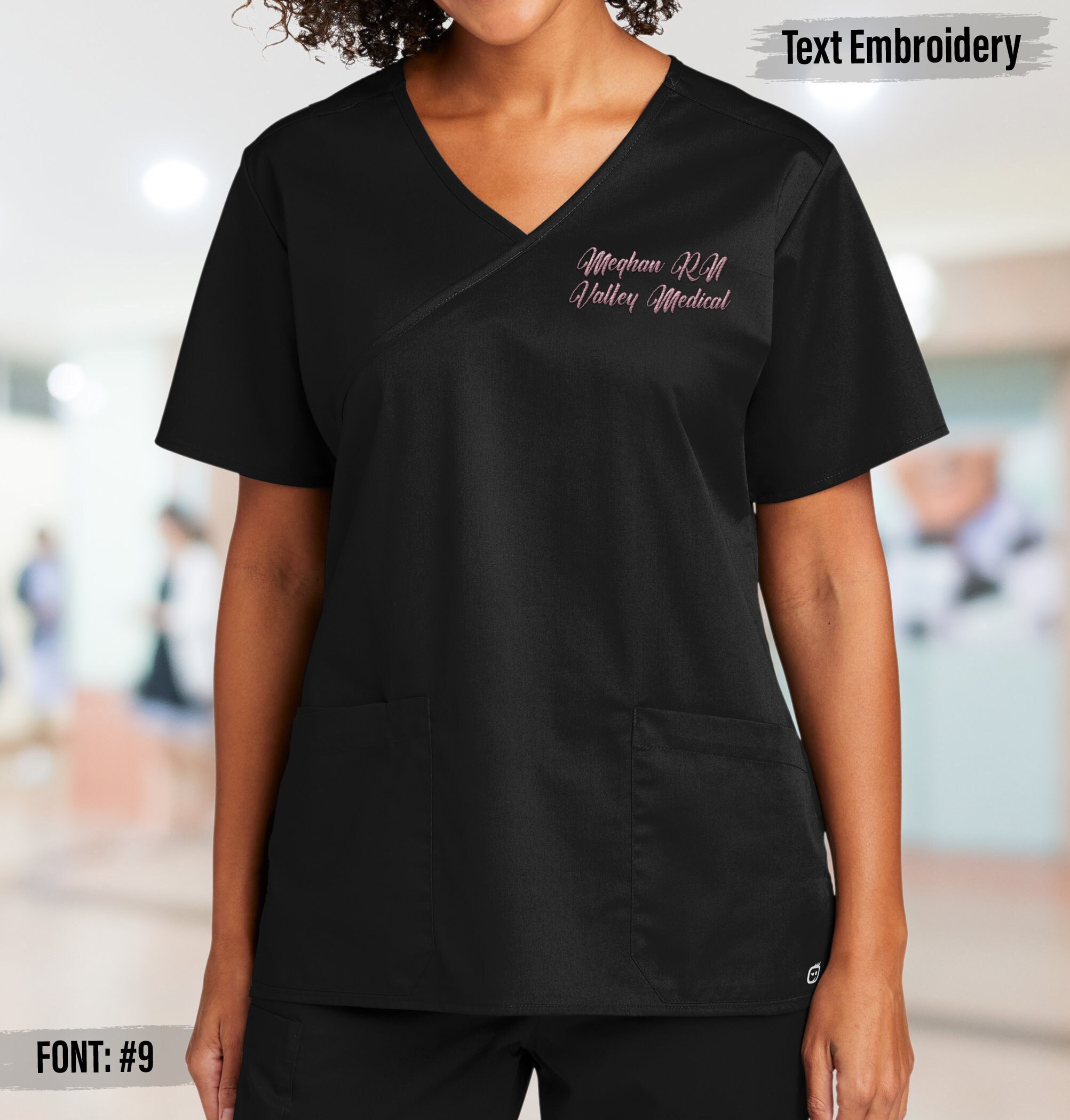 Embroidered Scrub V Neck Hospital Scrub V Neck Personalized Embroidered Scrub V Neck Workflex Chest Pocket V Neck Custom Top WW4760 Etsy