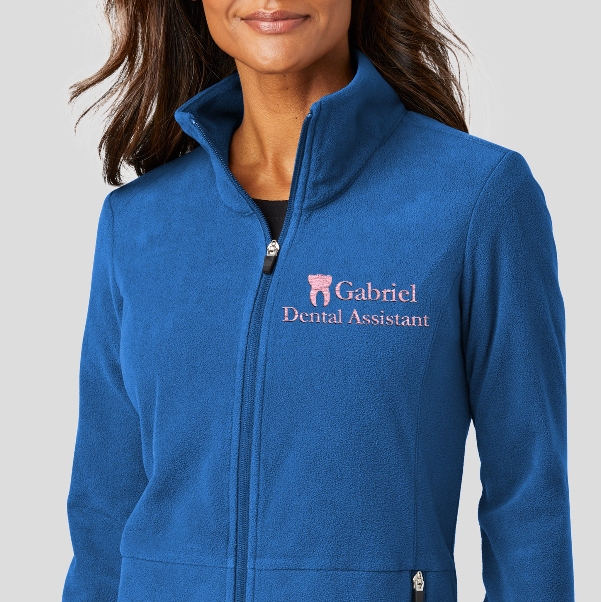 Personalized Dental Assistant Full Zip Jacket, Embroidered Mini