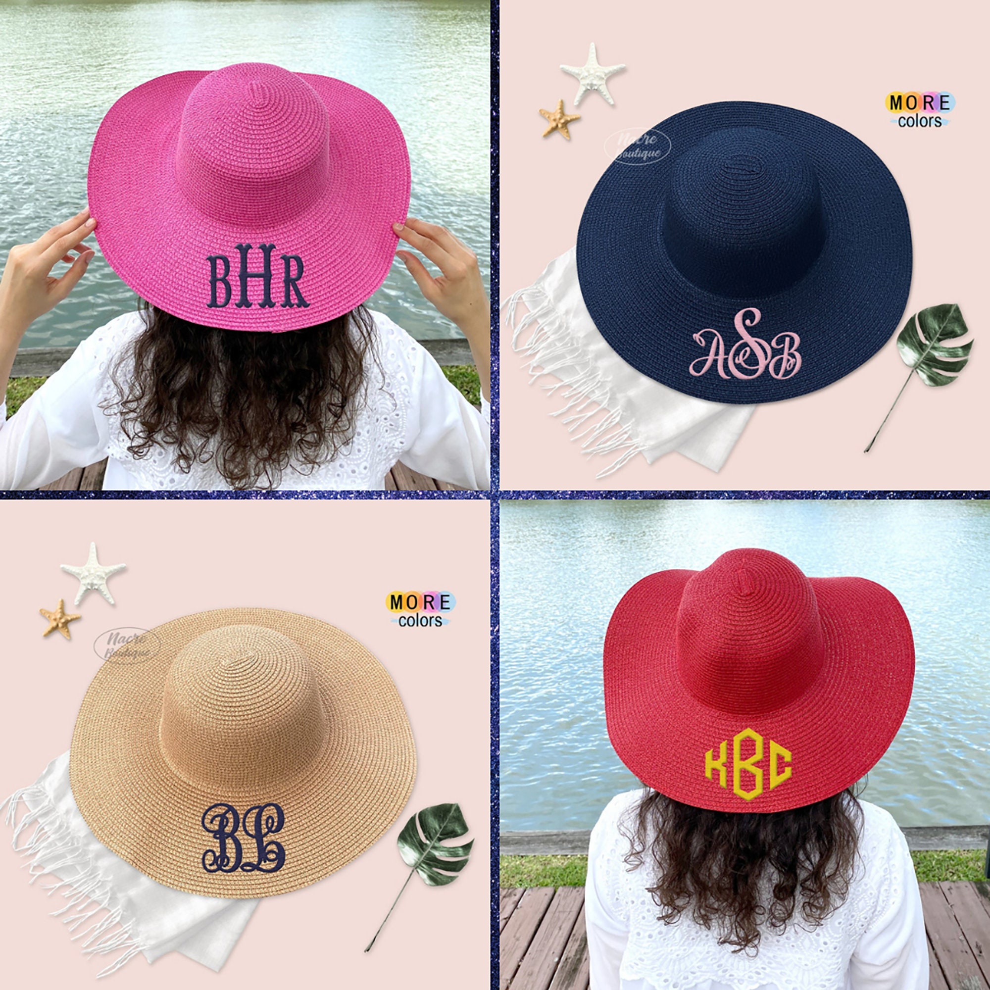 Floppy hats with initials sale