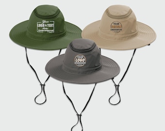 Gorra de ala ancha bordada personalizada, gorra ventilada con bordado de texto personalizado, gorra con inicial personalizada, diseño de logotipo de texto personalizado (C947)