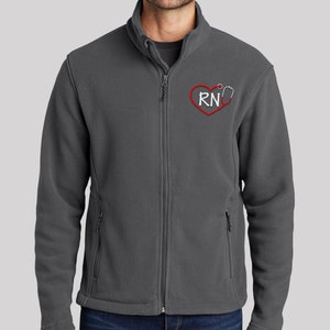 The Crafty Engineer RN Zip Up Fleece Jacket - Embroidered Nursing Jacket With Pockets