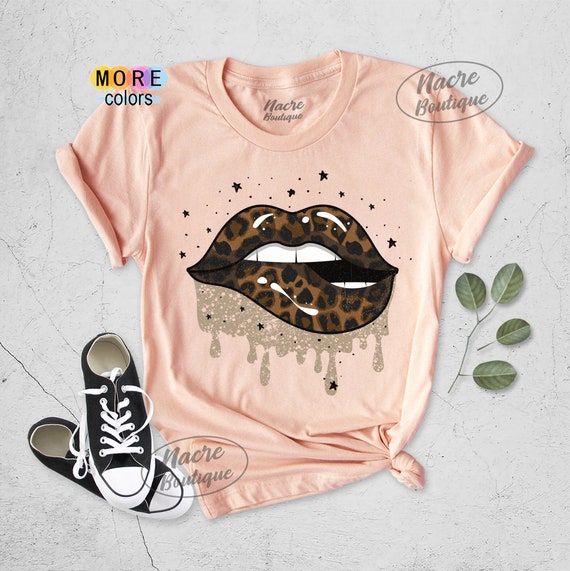 Colorful Glitter Drip Lips T-Shirt-Gift For Her-Designer inspired-LV-Birthday