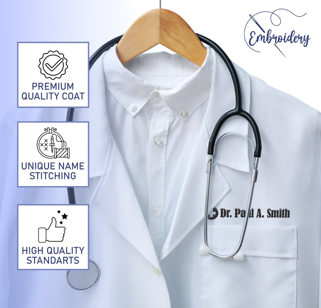 Personalized Embroidered Lab Coat With Name, Custom Name Medical Coat ...