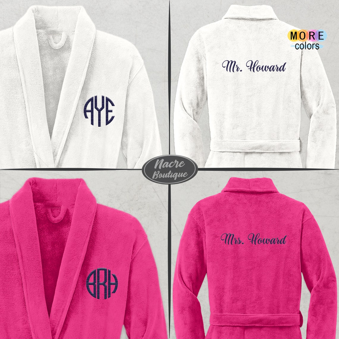 Custom Embroidered Robe Personalized Robe Mr and Mrs Robes Etsy