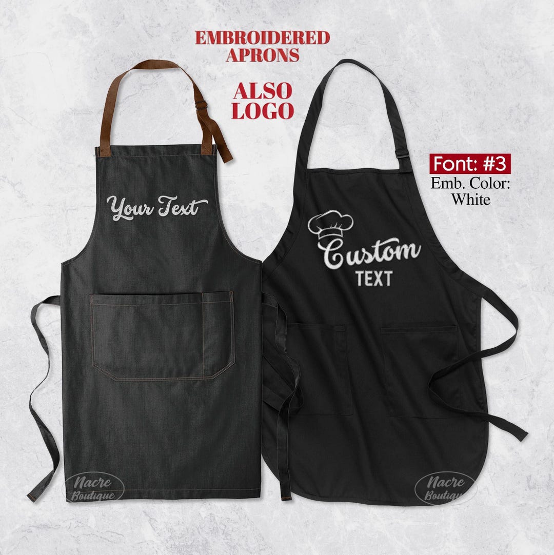 Written Aprons Custom Embroidered Apron, Personalize Embroidered Apron for Men Women ...