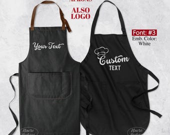 Custom Embroidered Apron, Personalize Embroidered Apron for Men Women, Custom Text Embroidery Apron, Custom Monogrammed Apron, Gift for Her