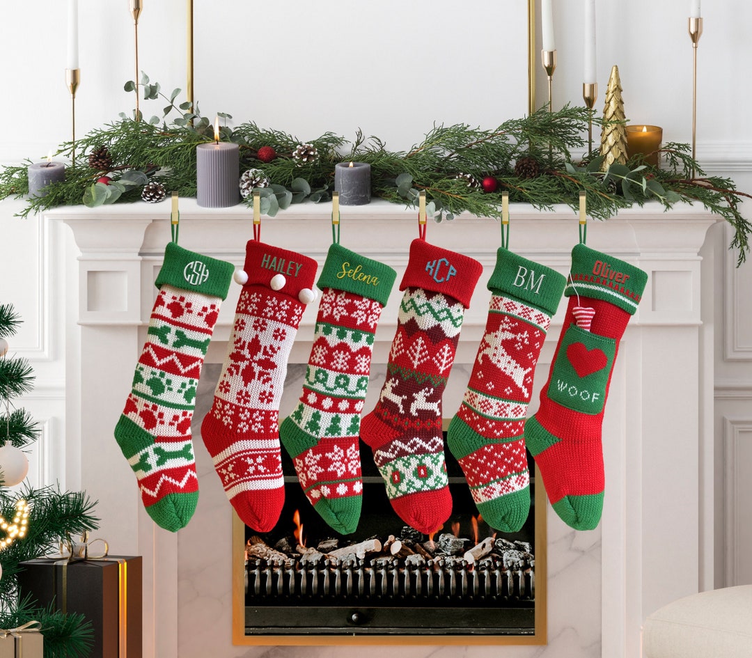 Personalized Knitted Christmas Stockings Custom Xmas Stocking Custom