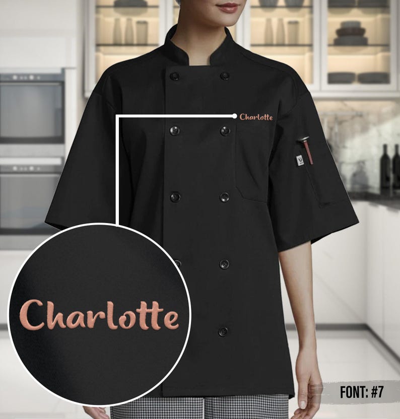 Custom Embroidered Chef Coat, Monogrammed Chef Coat, Custom Embroidery Chef Coat, Personalized Chef Coat, Custom Chef Jacket image 9