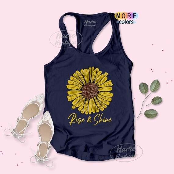 Sunflower Tank, Rise and Shine, Mom and Me Shirt, Women Graphic Tanks, Floral  Tank Tops, Women Muscle Tank, Garden Shirt, Sunflower Tank Top 