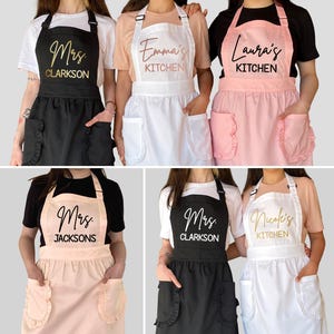 Custom Ruffled Apron, Personalized Frilly Kitchen Apron with Pockets Bild 8