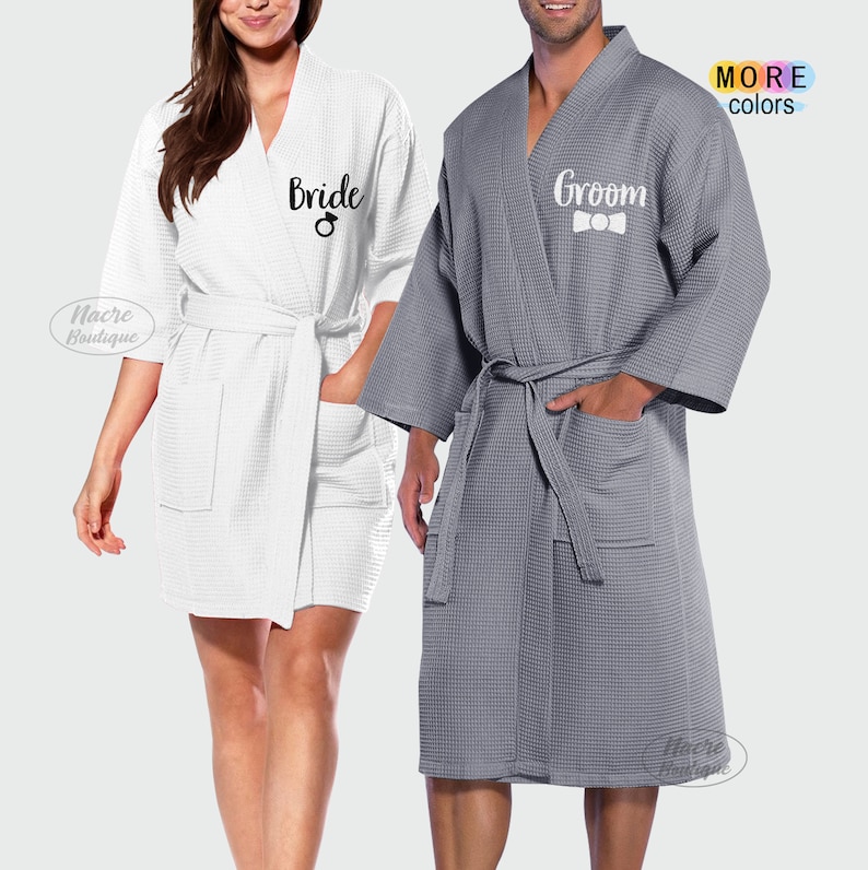Bride and Groom Robes Couple Waffle Robes Personalized Etsy
