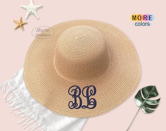 Floppy Sun Hat, Floppy Beach Hat, Personalized Sun Hat Embroidered, Beach Hat Embroidered, Honeymoon Hat, Bridesmaid Hats, Monogram Hat