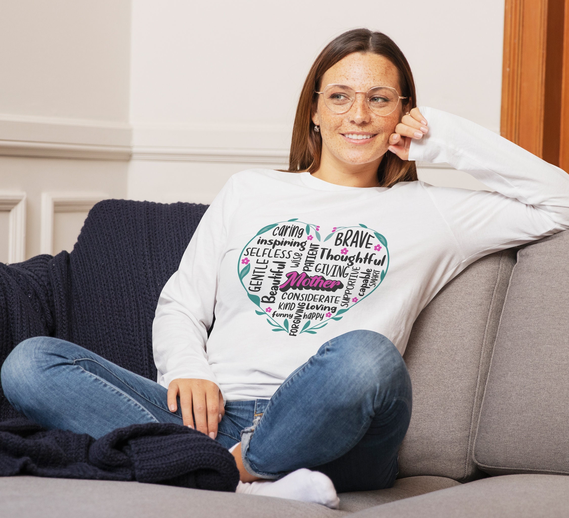Mother Heart in Sayings Long Sleeve 