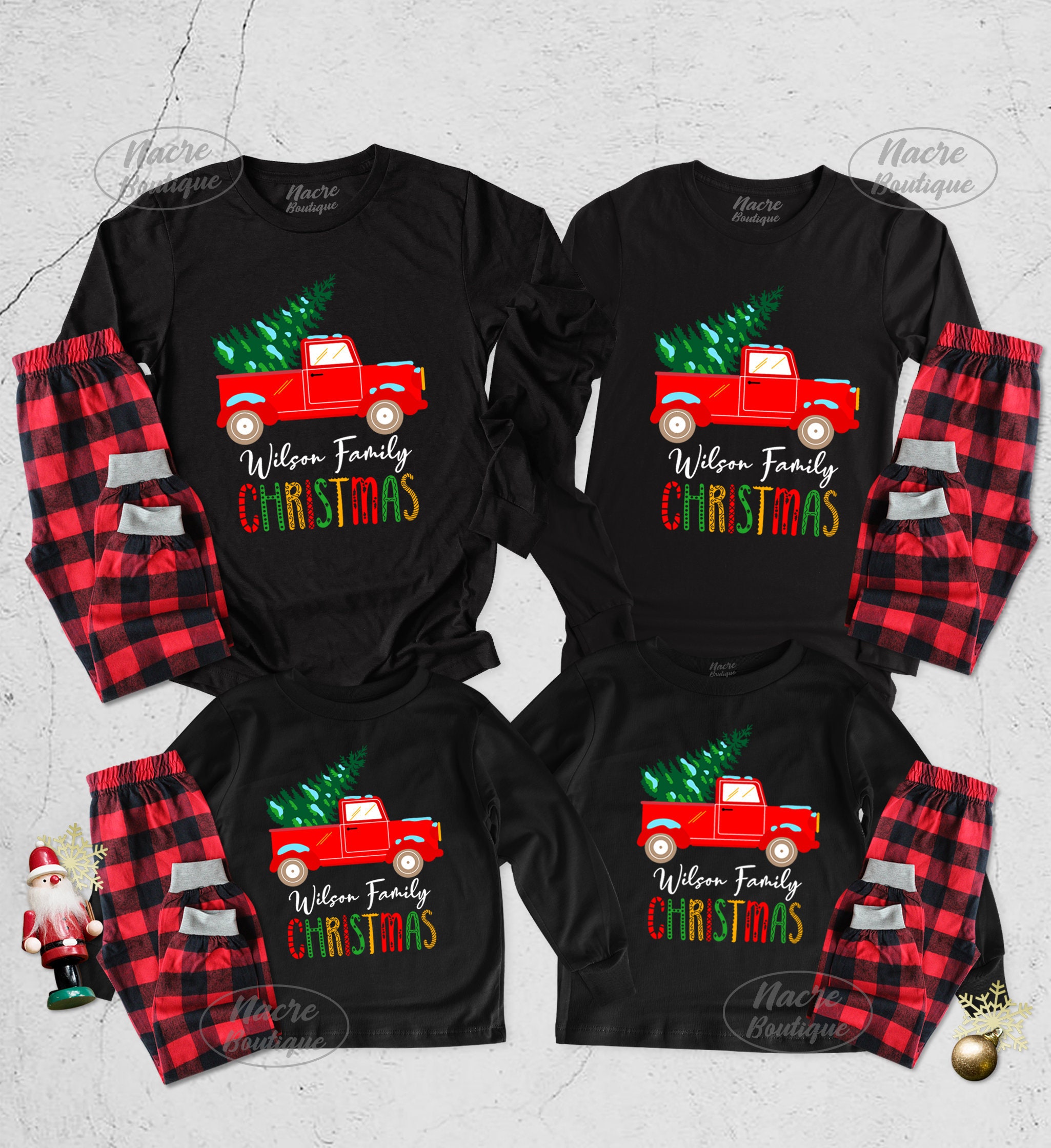 Xmas Red Truck Long Sleeve Shirt, Personalized Matching Family Christmas  Long Sleeve Shirt, Red Truck Xmas Shirt, Family Christmas Outfit - Etsy