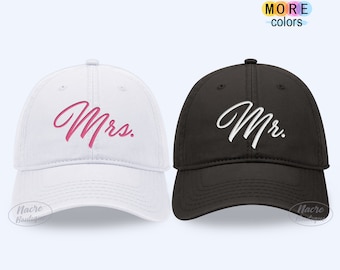 Mr and Mrs Hats, Embroidered Dad Cap, Mr Mrs Hats, Newlywed Gift, Embroidered Baseball Hats, Honeymoon Cap, Adjustable Strap, Mr Mrs Dad Hat