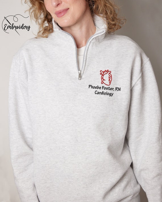 Embroidered Quarter Zip Cardiologist Sweatshirt, Cath Lab