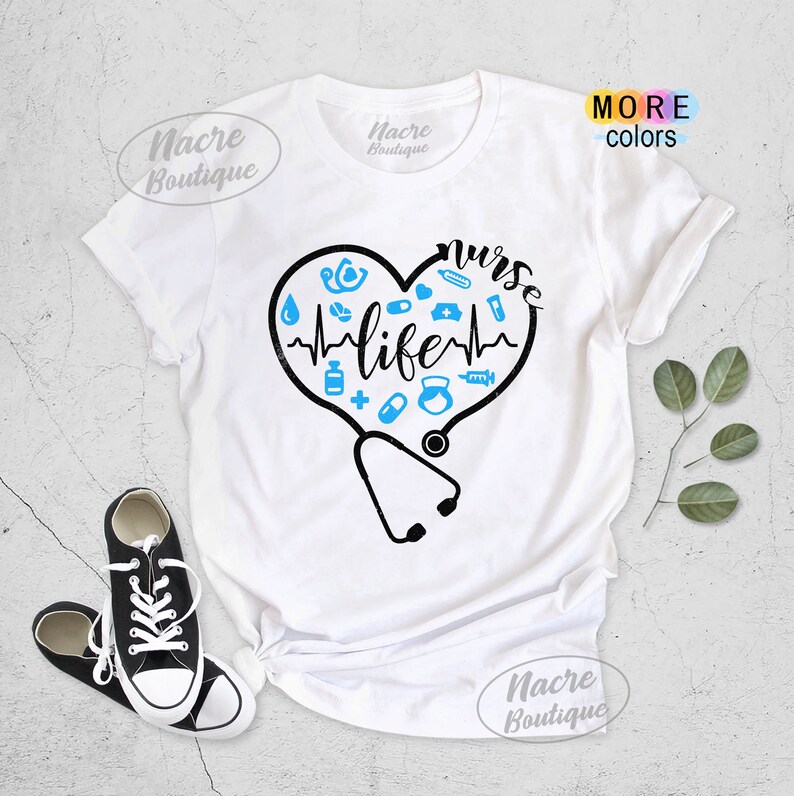 Nurse Life Shirt Nurse Stethoscope Heart Shirt Nurse Shirts Etsy