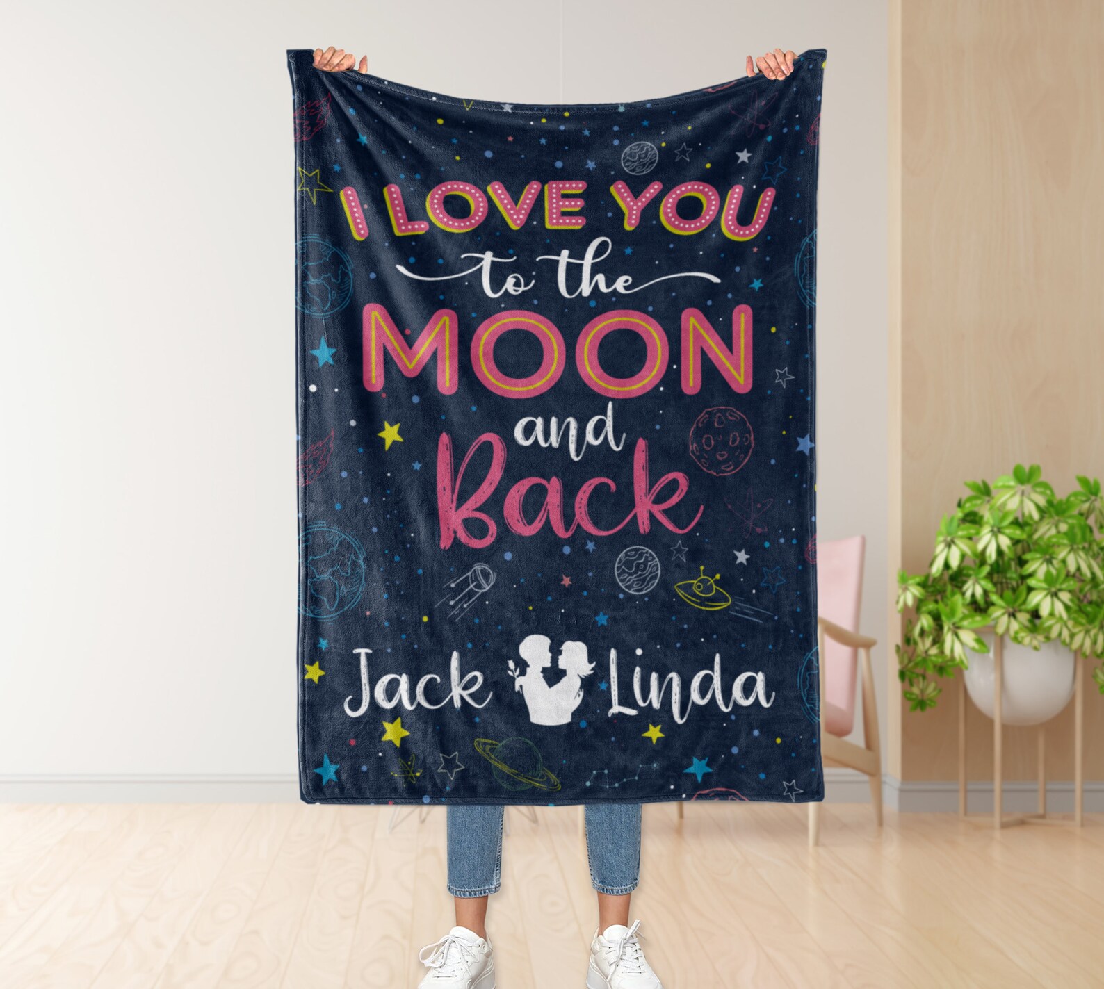 I Love You to the Moon and Back Blanket Personalized Etsy