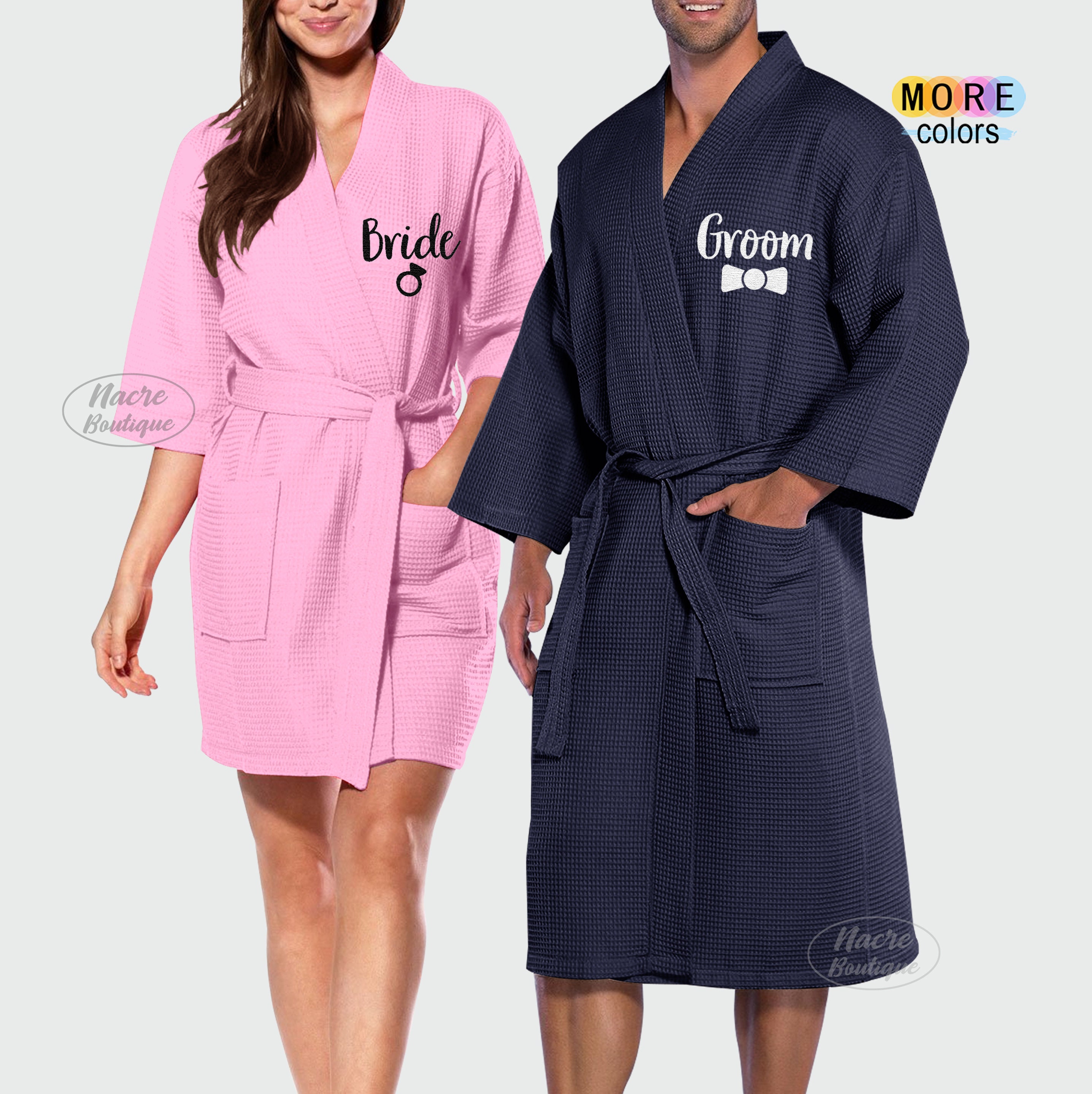 Bride and Groom Robes Couple Waffle Robes Personalized Etsy