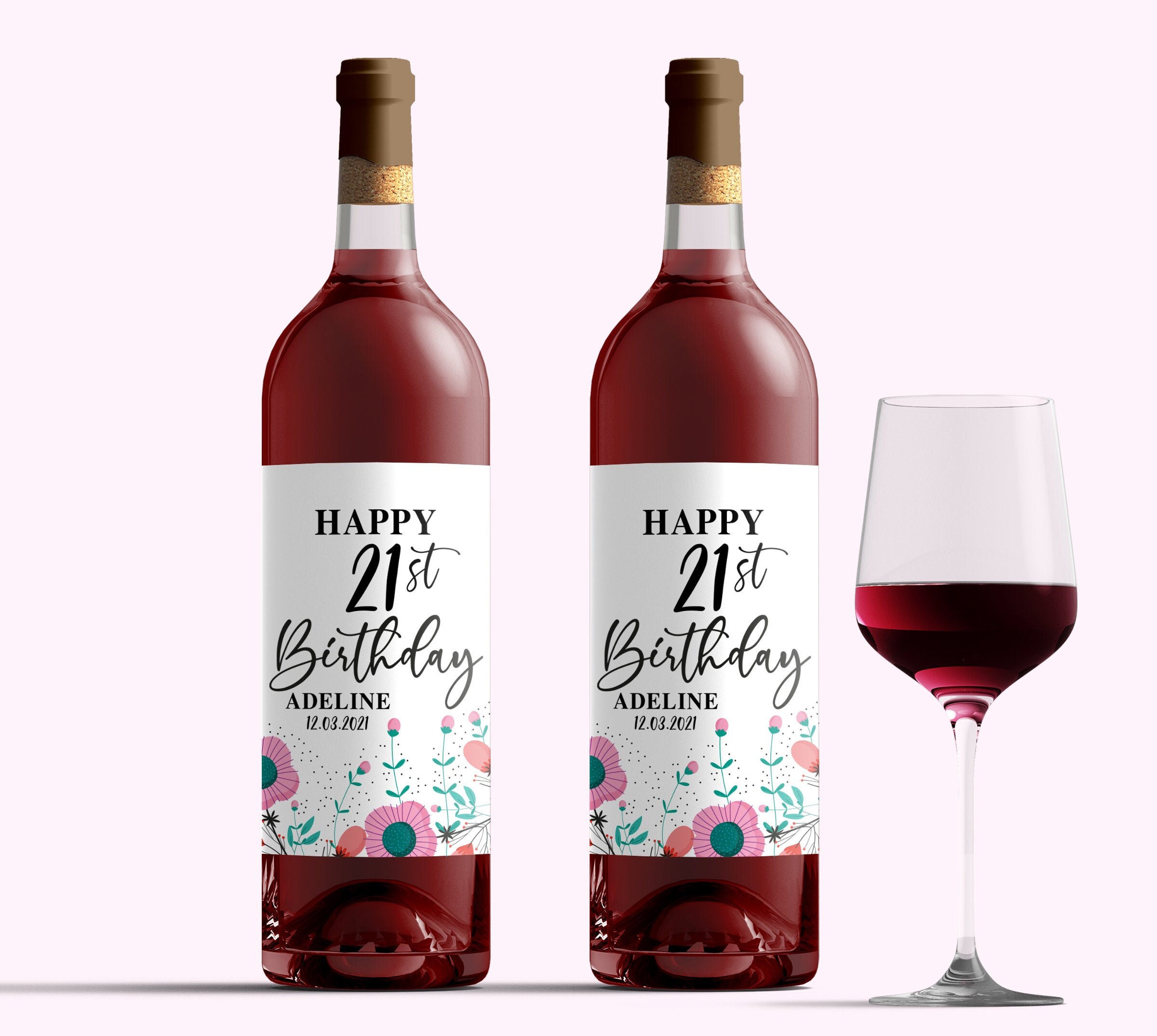 Birthday 21st Wine Label Personalized Birthday Label Twenty | Etsy