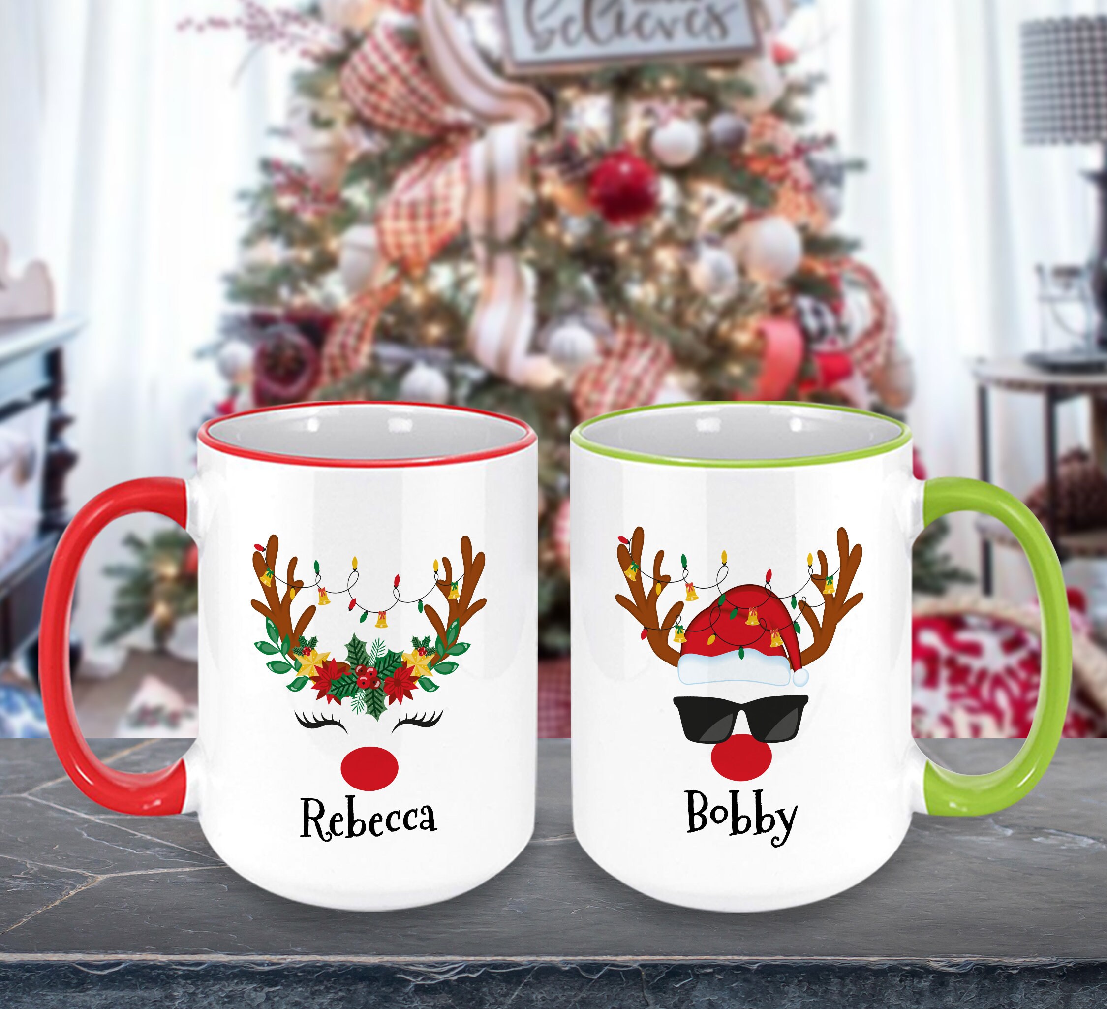 Personalized Christmas Reindeer Mug, Reindeer Gifts, Cute Re - Inspire  Uplift