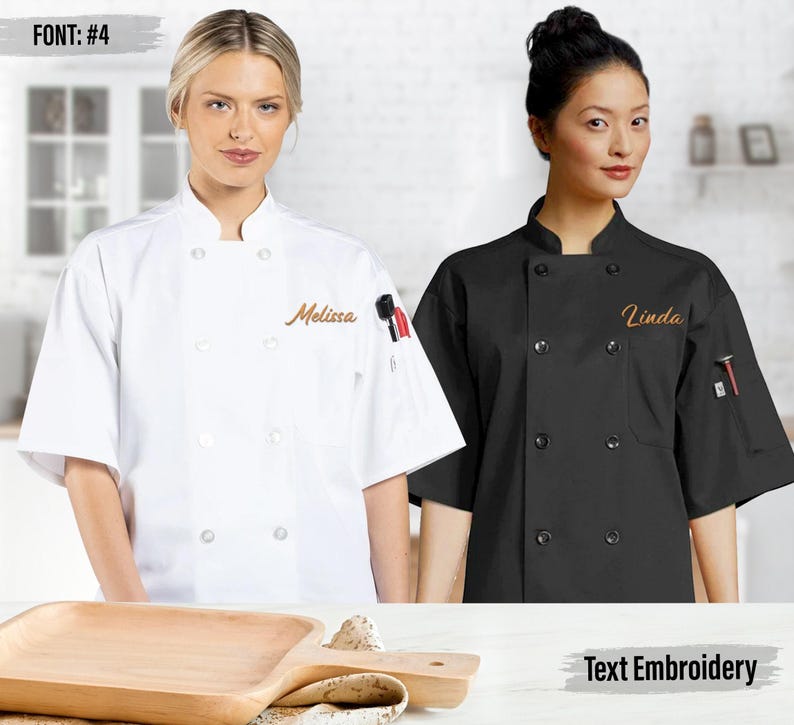 Custom Embroidered Chef Coat, Monogrammed Chef Coat, Custom Embroidery Chef Coat, Personalized Chef Coat, Custom Chef Jacket image 1
