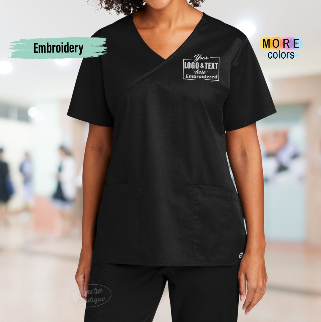 Embroidered Scrub V Neck Hospital Scrub V Neck Personalized Etsy