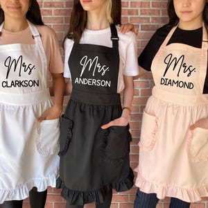 Custom Design Women Ruffled Apron, Personalized Kitchen Aprons