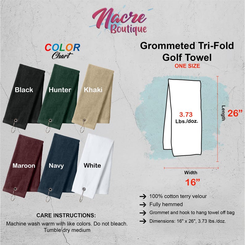 Personalized Golf Towel, Embroidered Golf Towel, Groomsmen Gift, Custom Golf Towel, Father's Day Gift, Sports Fan Towel (TW50) image 2