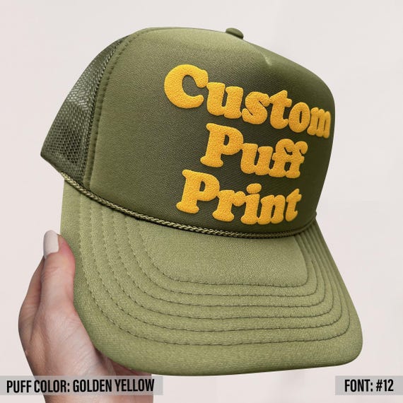 Custom PUFF Print Trucker Hat, Personalized Foam Hat, Custom Caps, 3D Puff Print, Baseball Cap, Mesh Back Trucker Hat, 5 Panel Hat
