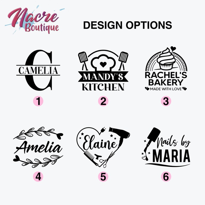 Puede incluir: Seis dise&ntilde;os de logotipos diferentes para peque&ntilde;as empresas. Los logotipos son en blanco y negro y presentan varios dise&ntilde;os, incluyendo un coraz&oacute;n, un cupcake, un gorro de chef y una corona. Los logotipos est&aacute;n numerados del 1 al 6.