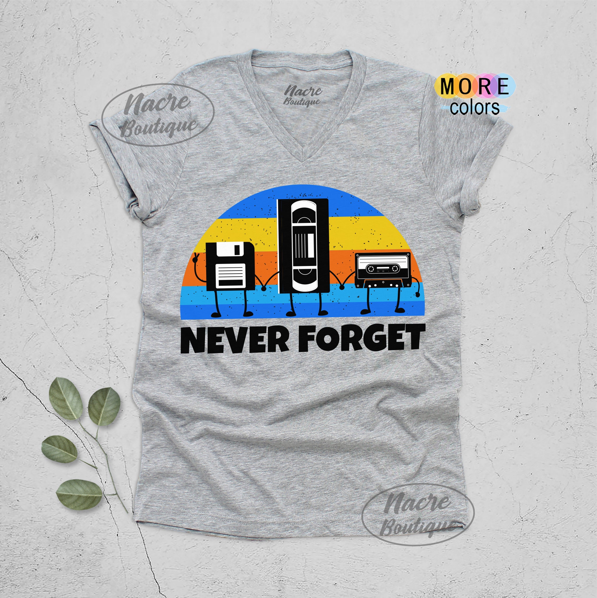T-Shirt Rétro Années 80-90 - Message Never Forget - Coton Décontracté