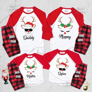 Custom Christmas Reindeer Raglan, Matching Family Christmas Raglan, Rudolph Raglan Shirt, Custom Matching Reindeer Family Baseball Shirt image 4