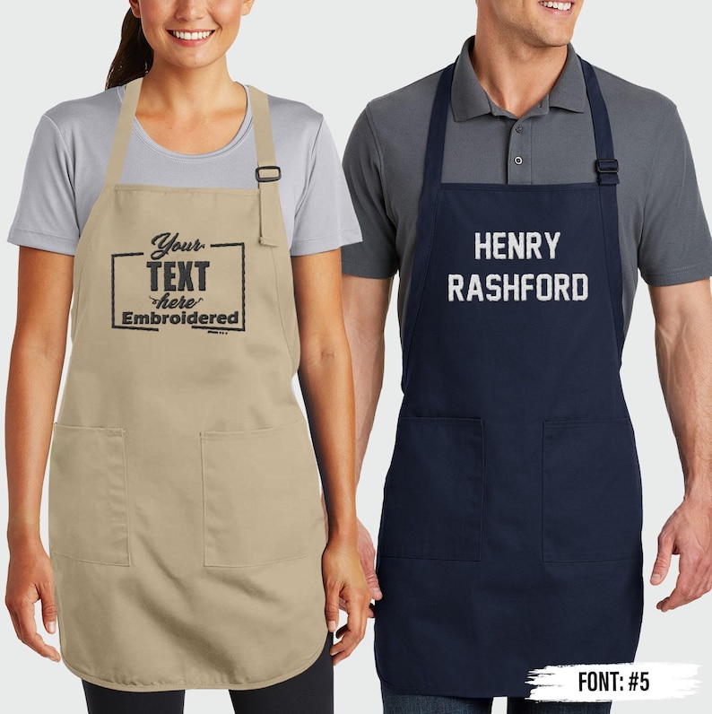 Custom Embroidered Apron, Custom Monogrammed Apron, Custom Text Apron, Personalize Apron, Custom Apron Men, Custom Apron Women, Gift For Her image 1