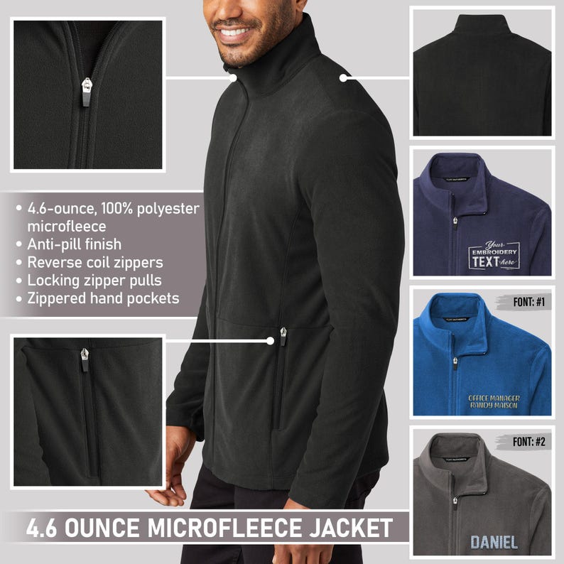 Custom Embroidered Microfleece Jacket, Personalized Full Zip Jacket ...