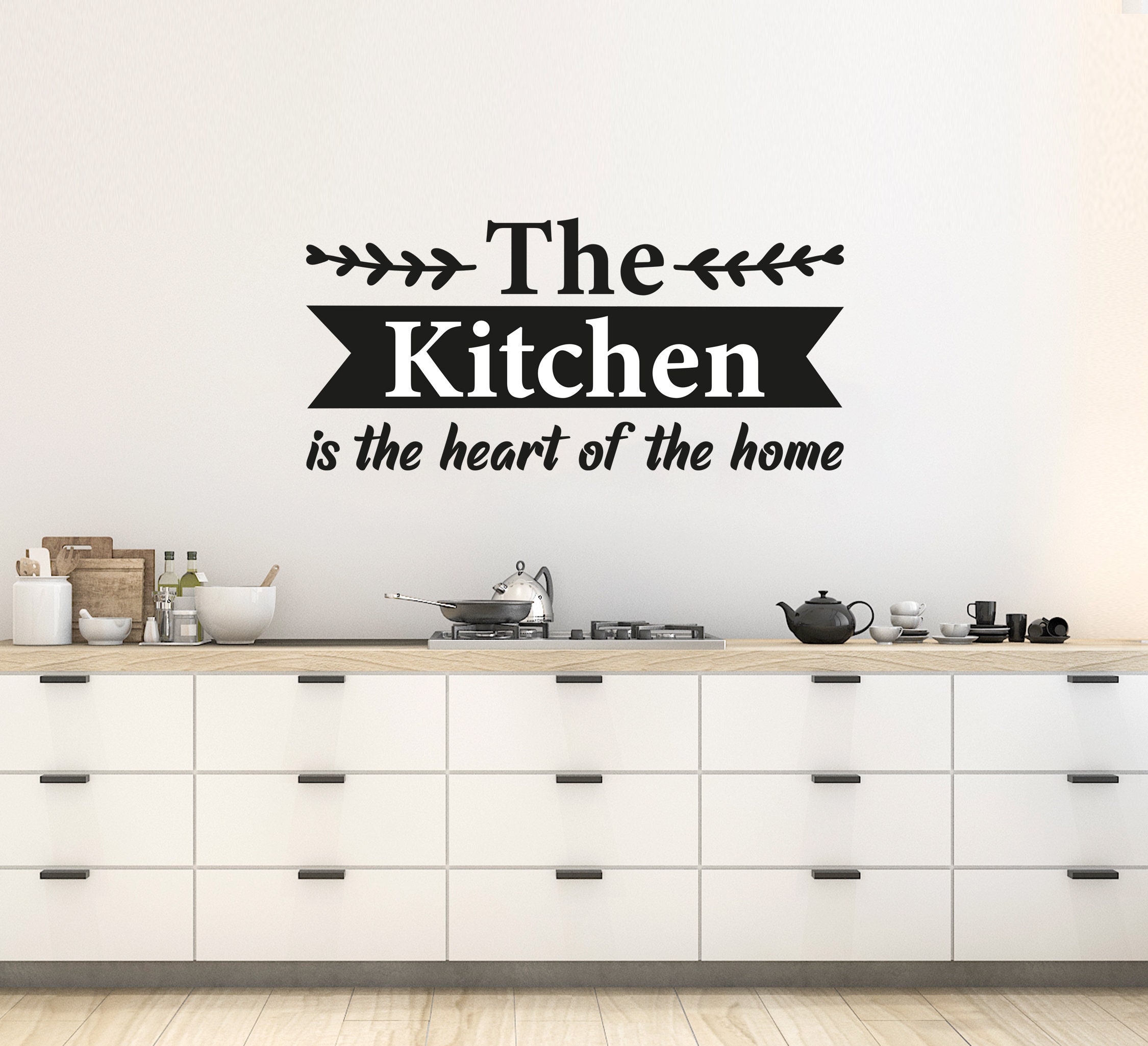 The Kitchen is the Heart of the Home Wall Decal Kitchen Wall - Etsy