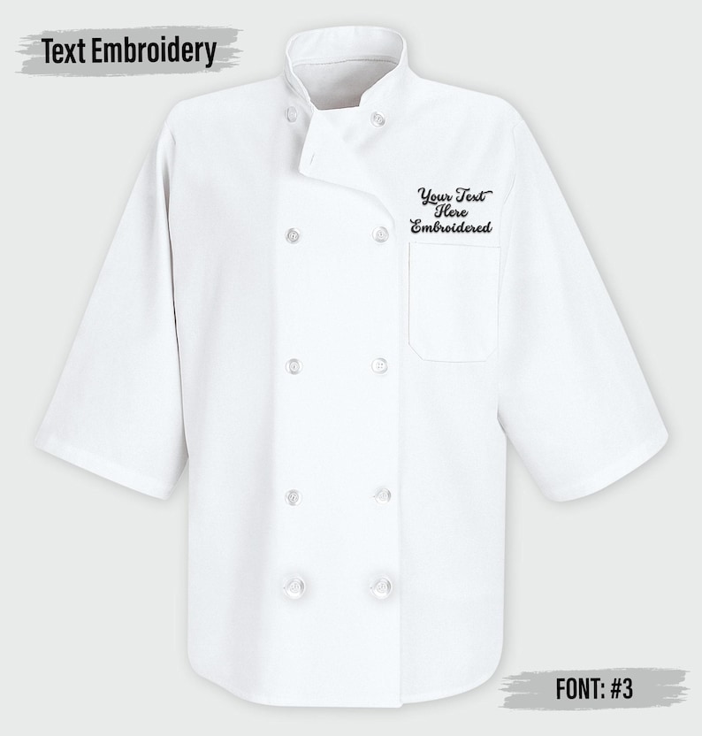 Custom Embroidered Chef Coat, Monogrammed Chef Coat, Custom Embroidery Chef Coat, Personalized Chef Coat, Custom Chef Jacket image 10