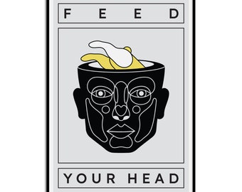 Feed Your Head Giclée Print. Modern, Minimal, Monochrome, Graphical, Eclectic, Art Deco, Contemporary, Typographic, Grid Art by Gusté Design