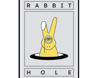 Rabbit Hole Giclée Print. Modern, Minimal, Monochrome, Graphical, Eclectic, Art Deco, Contemporary, Typographic, Grid Art by Gusté Design