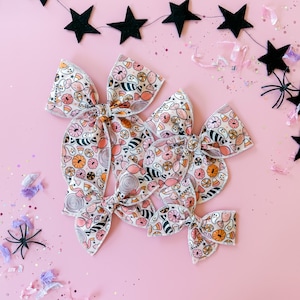Halloween Fable Sailor Hair Bow Ghosts and Candy in Pink