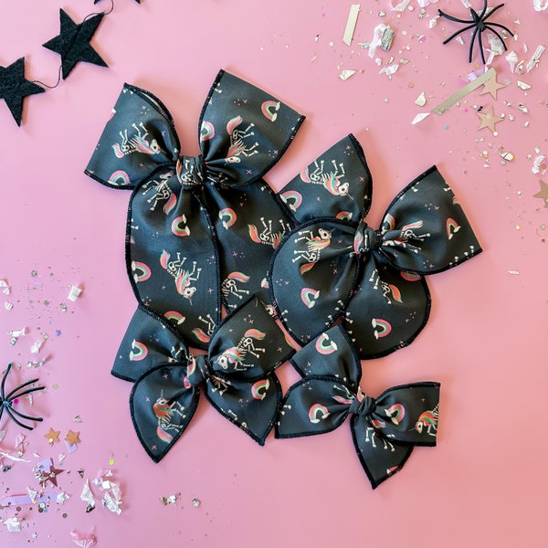 Halloween Fable Sailor Hair Bow Unicorn Skeletons