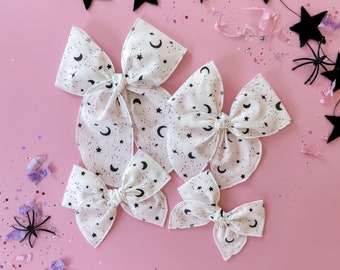 Halloween Fable Sailor Hair Bow Black and Pastel Stars