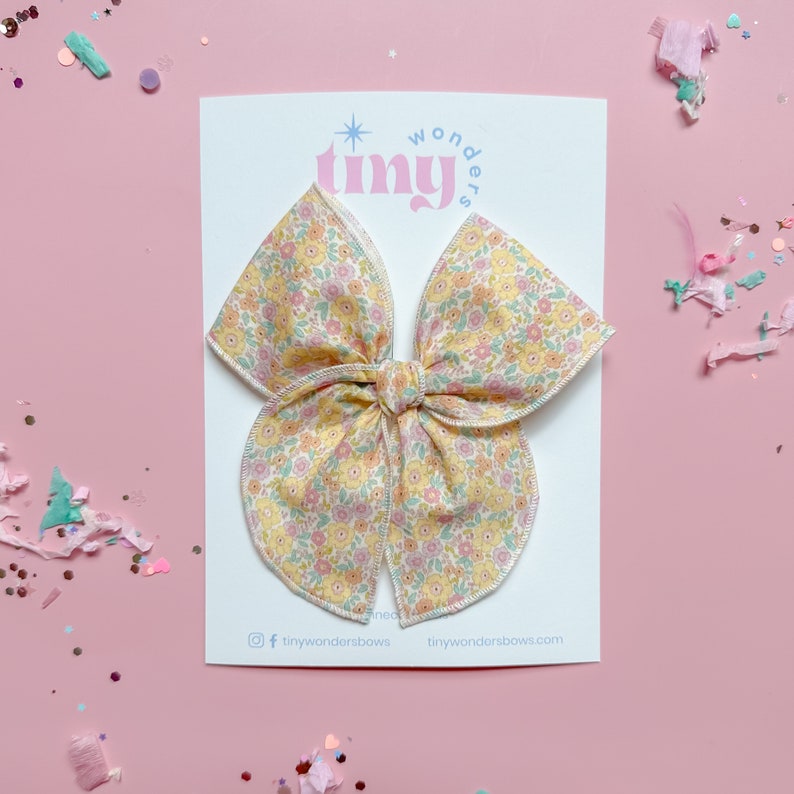 Hair Bow Dainty Yellow Floral image 4